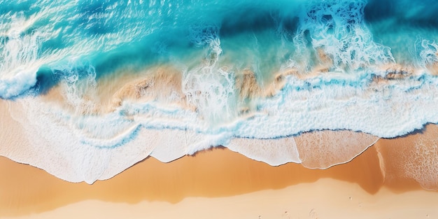 Illustration 3D d'une vue aérienne de la plage d'été et de l'eau bleue de l'océan Ai générative