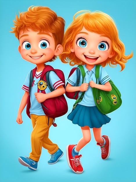 illustration_A_boy_and_girl_going_to_school