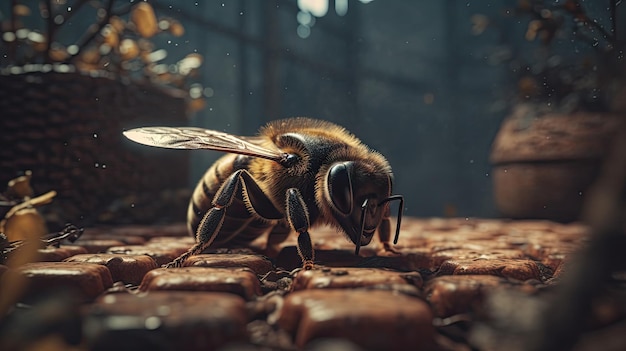 Illustration d'abeilles vues de près