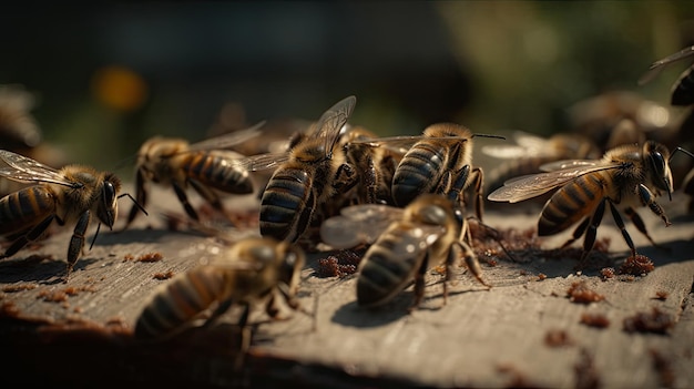 Illustration d'abeilles vues de près