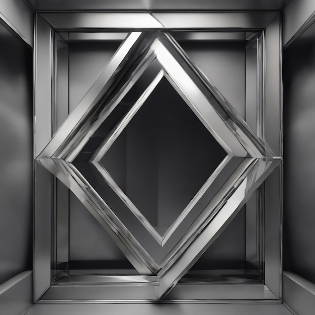 Illustration abstraite en 3d d'un cadre de surfaces triangulaires miroirées reflétant des nuances de gris