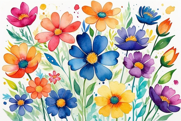 Illustration abstraite à l'aquarelle de fleurs