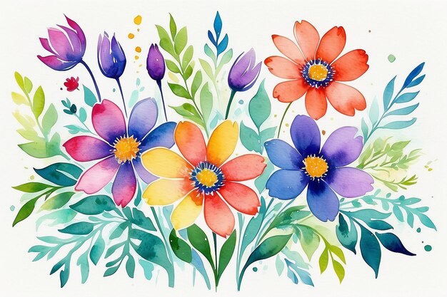 Illustration abstraite à l'aquarelle de fleurs