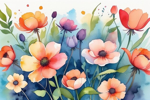 Illustration abstraite à l'aquarelle de fleurs