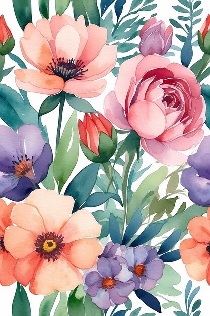 Illustration abstraite à l'aquarelle de fleurs