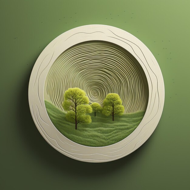 Photo illustration abstraite d'arbres verts avec un anneau d'arbre isolé