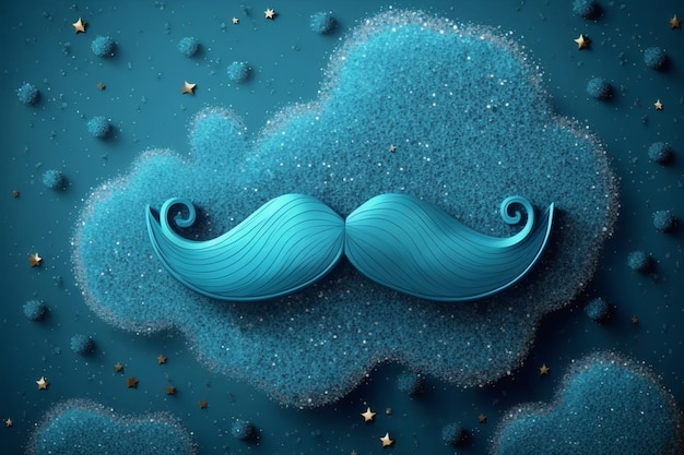 Illustration abstraite bleue avec une moustache Journée internationale des hommes Fête des pères AI générative