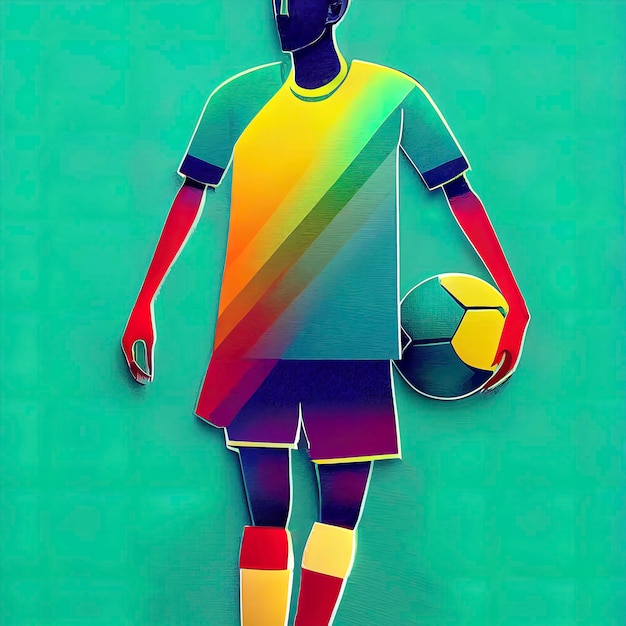 Illustration abstraite colorée d'un homme jouant au football