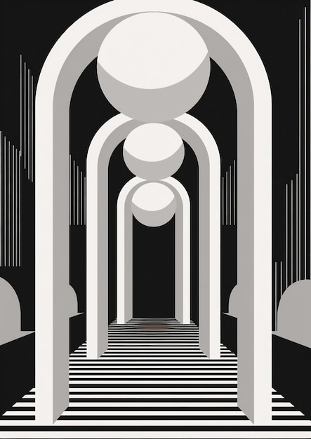 Illustration abstraite conception de fond d'arc mur de bâtiment couloir de lumière architectural intérieur de colonne blanche