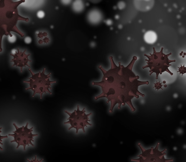 Illustration abstraite du virus sur fond noir