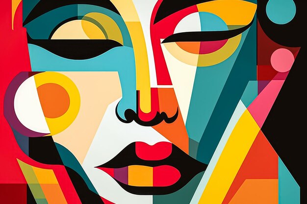 Illustration abstraite du visage d'une femme dans un style pop art