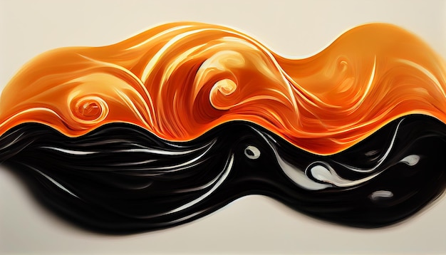 Illustration abstraite faite de peinture à l'huile multicolore sur fond noir, peinture à l'huile 3D vibrante