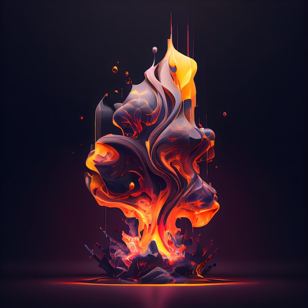 Illustration abstraite de flamme de feu sur fond sombre Élément de design futuriste