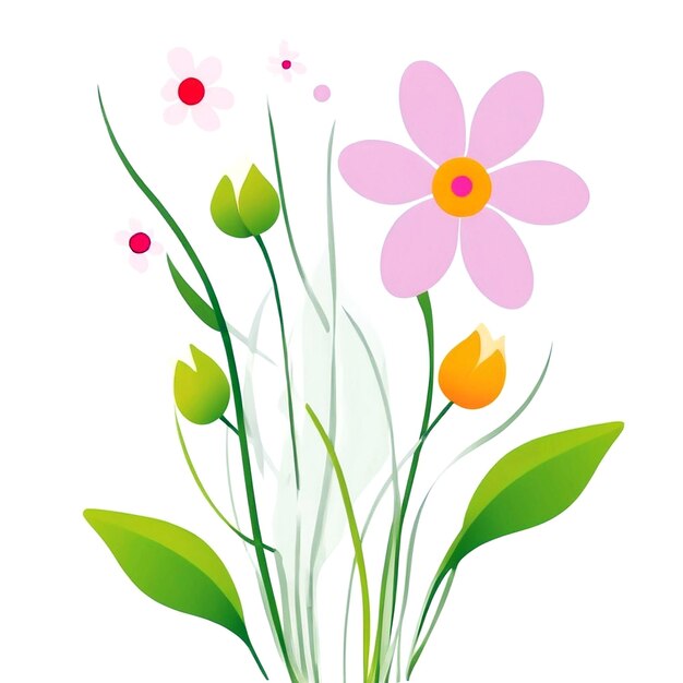 Illustration abstraite de fleurs de printemps sur fond blanc