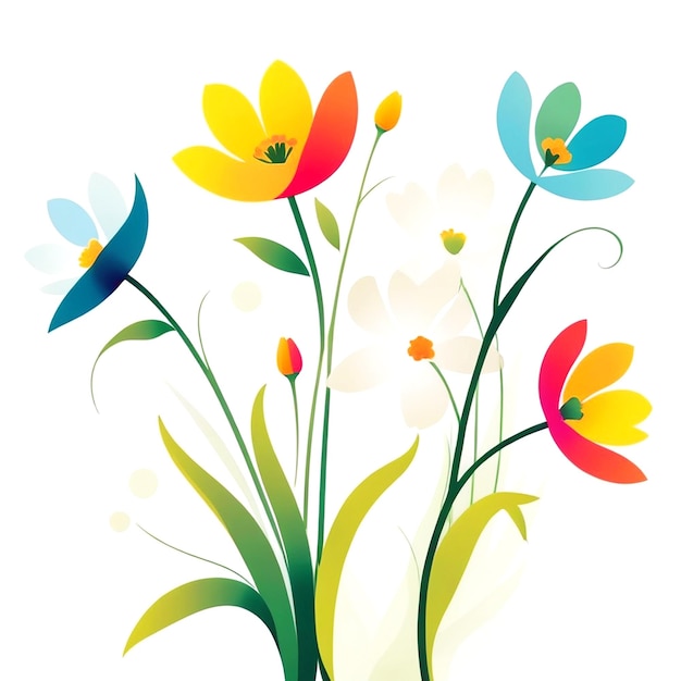 Illustration abstraite de fleurs de printemps sur fond blanc