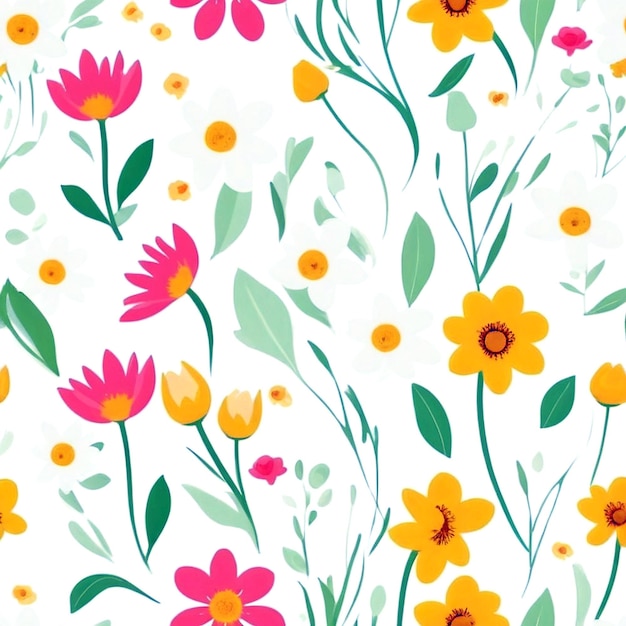 Illustration abstraite de fleurs de printemps sur fond blanc