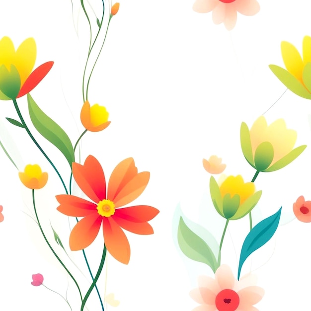 Illustration abstraite de fleurs de printemps sur fond blanc