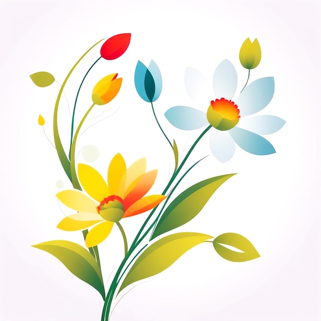 Illustration abstraite de fleurs de printemps sur fond blanc