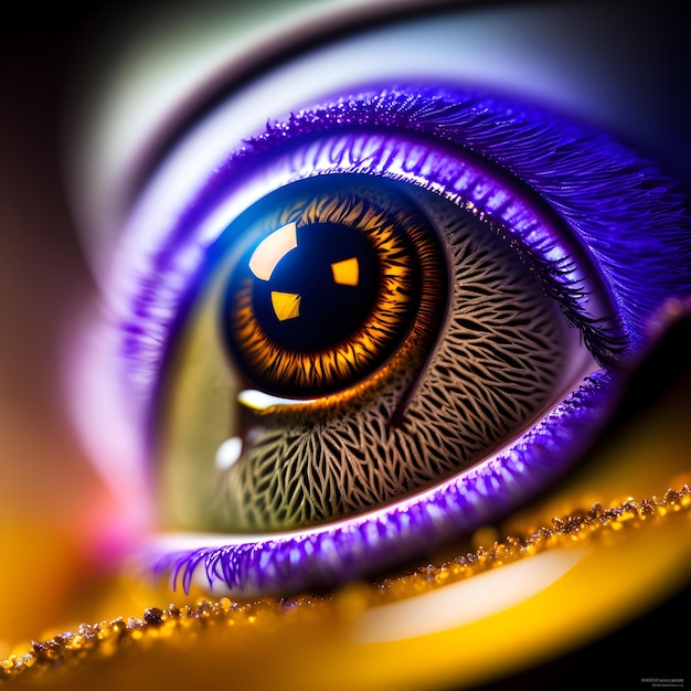 Photo illustration abstraite de la stylisation fantastique des yeux générée par ai