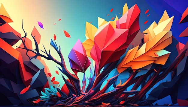 Illustration abstraite vibrante avec des arêtes vives et des couleurs