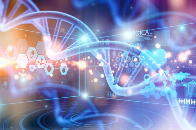 Illustration de l'ADN de la biotechnologie originale de la science