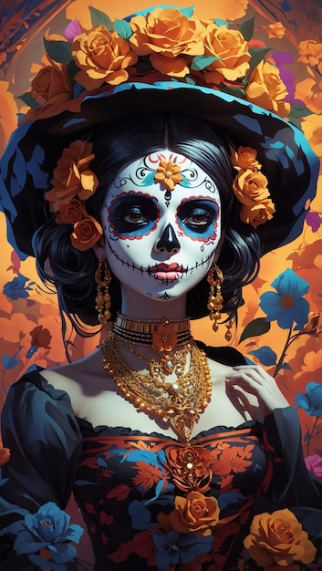 Illustration de l'affiche La Catrina célébrant le Dia de los muertos