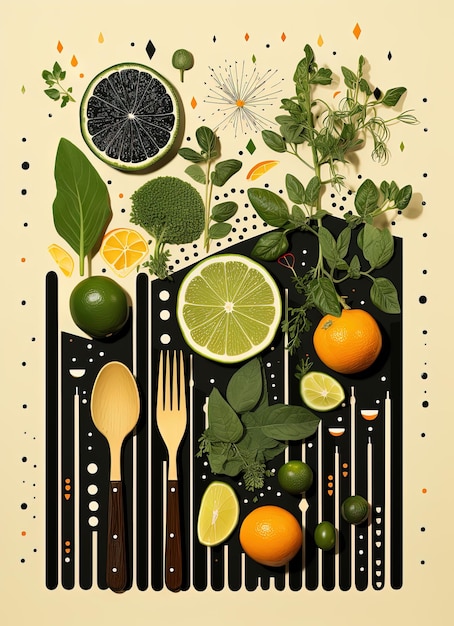 Photo illustration d'affiche d'un établissement vendant des aliments naturels et des légumes ia générative