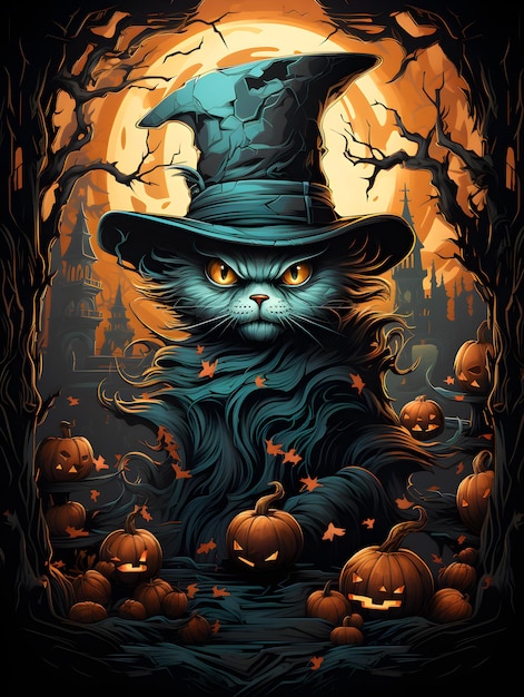 Illustration de l'affiche d'Halloween du squelette