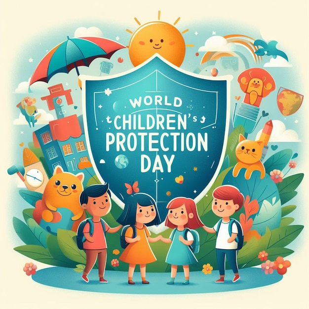 Illustration d'une affiche pour la Journée mondiale de la protection de l'enfant