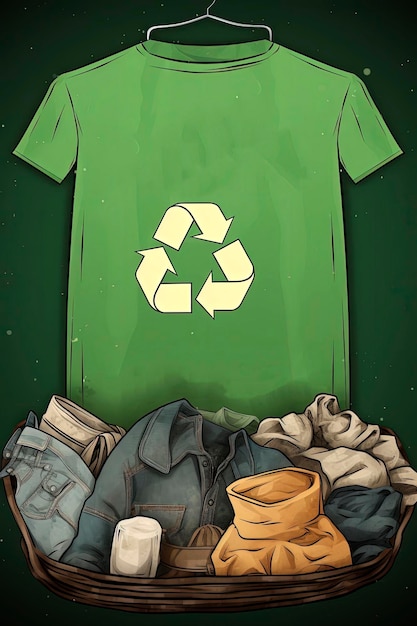 Illustration d'affiche publicitaire générative d'IA pour éduquer les gens sur le recyclage de nos vêtements Monde durable