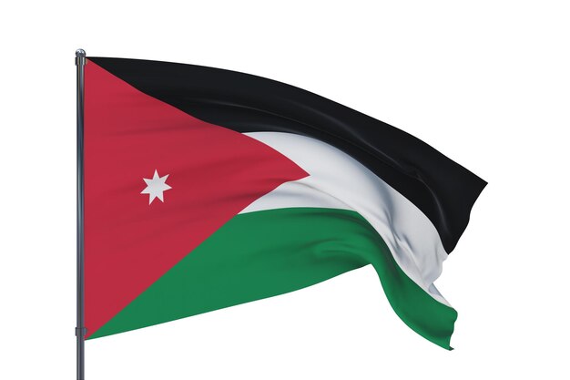 D illustration agitant des drapeaux du drapeau mondial de la jordanie isolé sur fond blanc