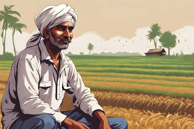 illustration d'agriculteur indien