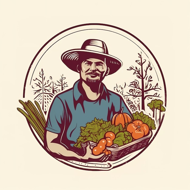 Illustration d'un agriculteur travaillant dans le champ