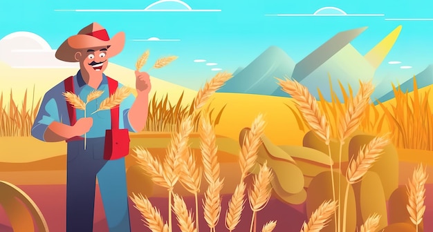 Illustration d'un agriculteur travaillant dans le champ