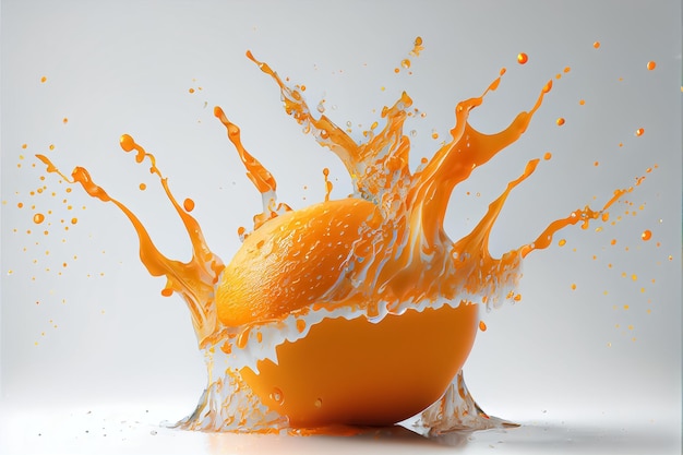 Illustration d'agrumes frais citron orange avec des éclaboussures d'eau sur fond blanc