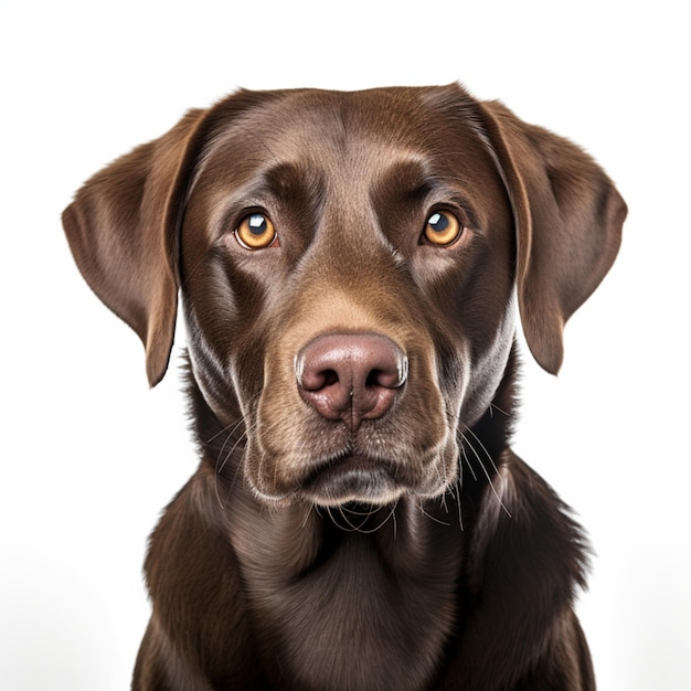 Illustration AI génération brown labrador face shot isolé sur fond blanc Chien de compagnie