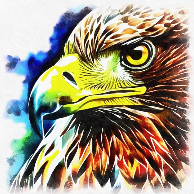 Illustration d'aigle dans un style de peinture à l'aquarelle sur toile de papier Generative AI