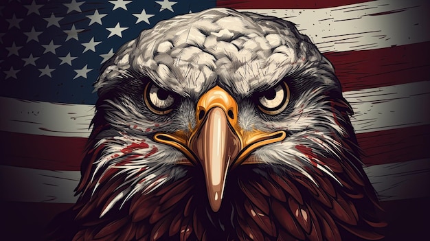 illustration d'un aigle avec le drapeau des États-Unis