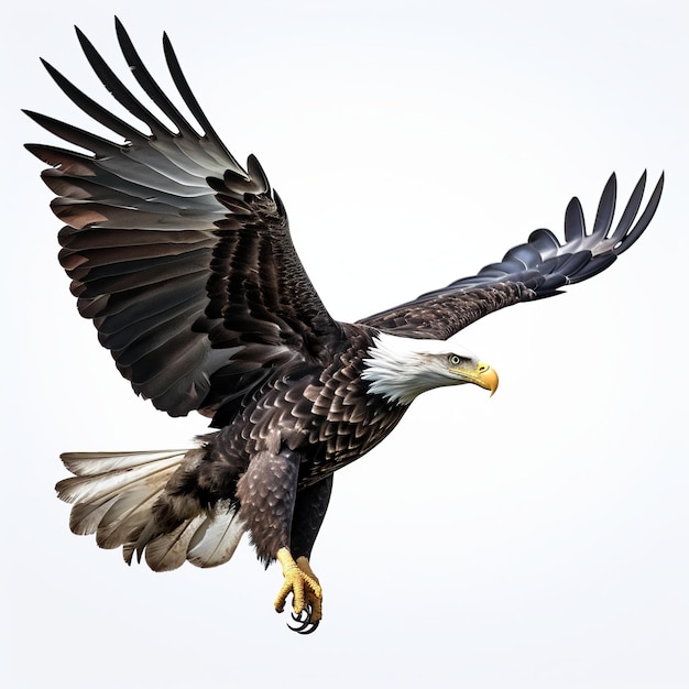 illustration d'un aigle volant sur fond blanc capturé avec