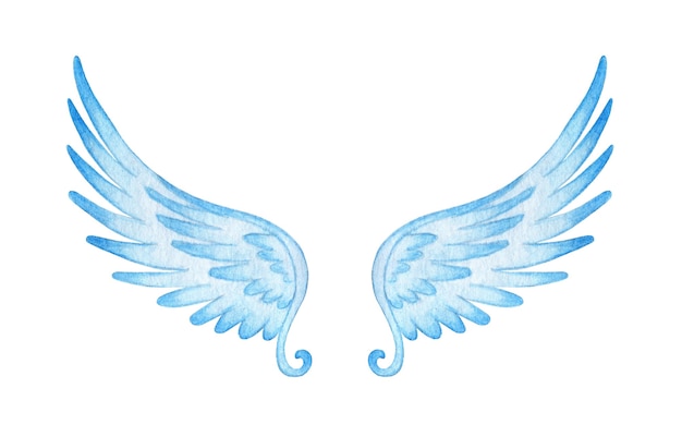 Illustration d'ailes d'ange bleu aquarelle