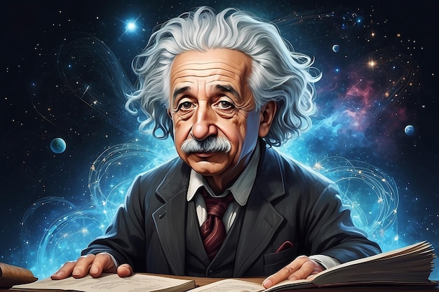 Photo une illustration d'albert einstein