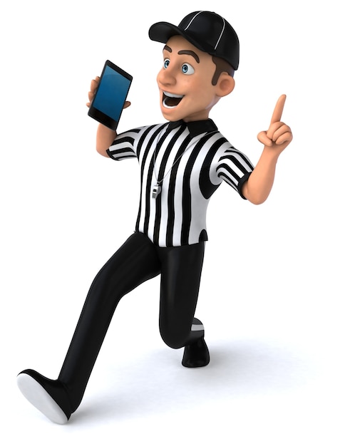 Illustration amusante d'un arbitre américain avec un smartphone