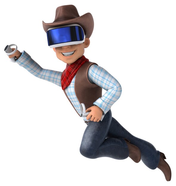 Illustration amusante d'un cow-boy avec un casque VR