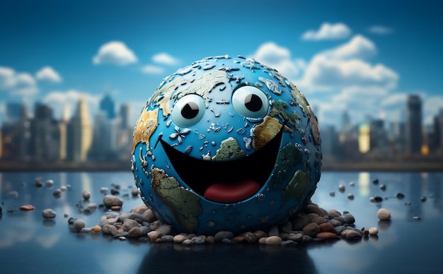 Illustration amusante d'Emoji de la Terre 3D Ai générative