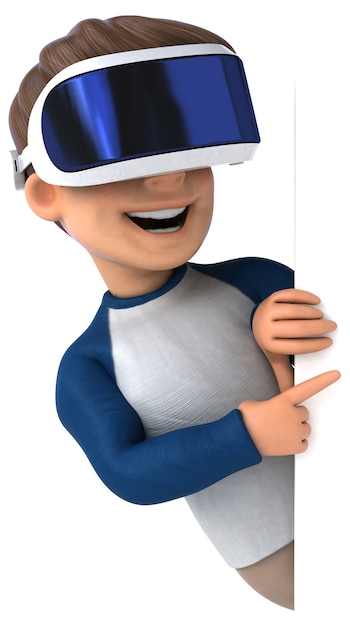 Illustration amusante d'un enfant de dessin animé avec un casque VR