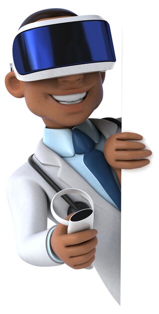 Illustration amusante d'un médecin avec un casque VR