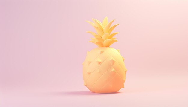 Photo illustration d'ananas 3d jaune brillant fruit exotique moulé à partir de métal précieux jaune