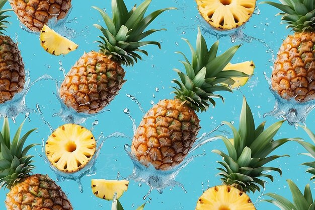 Illustration d'un ananas avec un éclaboussure d'eau