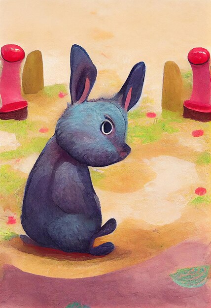 Illustration animale de lapin pour enfants Livre pour enfants dans des kits d'art de peinture à l'aquarelle chatons