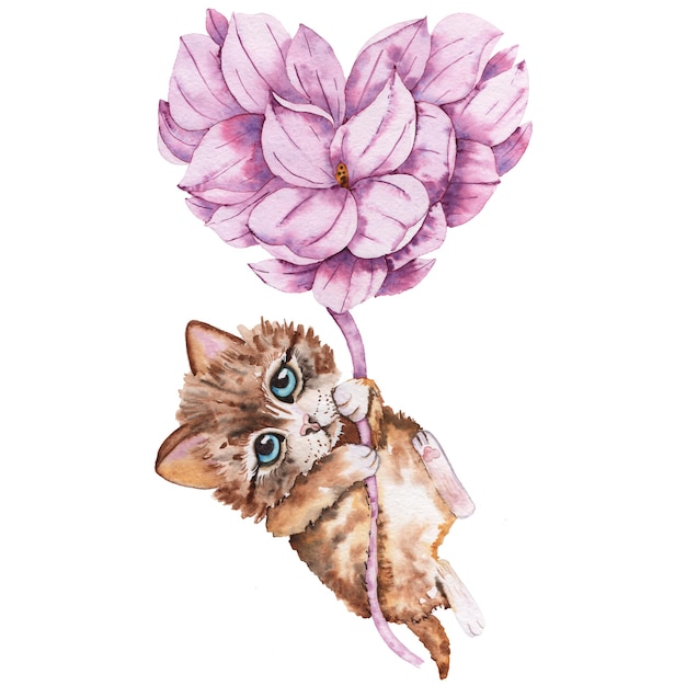 Illustration d'animaux et de fleurs à l'aquarelle pour les impressions de logo, etc.